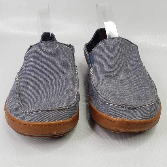 Olukai Mens Puhalu Canvas Shoes Size 10.5 Blue Drop In Heel Driving Slip On - Picture 6 of 9